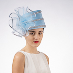 Bead Trim Crin Bow High Pillbox Hat For Women