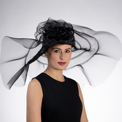 Wide Ruffles Rose Wide Horsehair Crinoline Hat For Womens