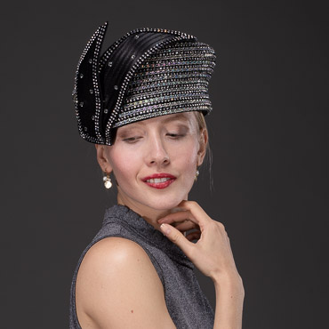 BEADED SATIN BOW PILLBOX